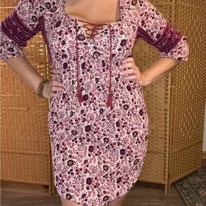 American Eagle Outfitters Burgundy Floral Midi Dress